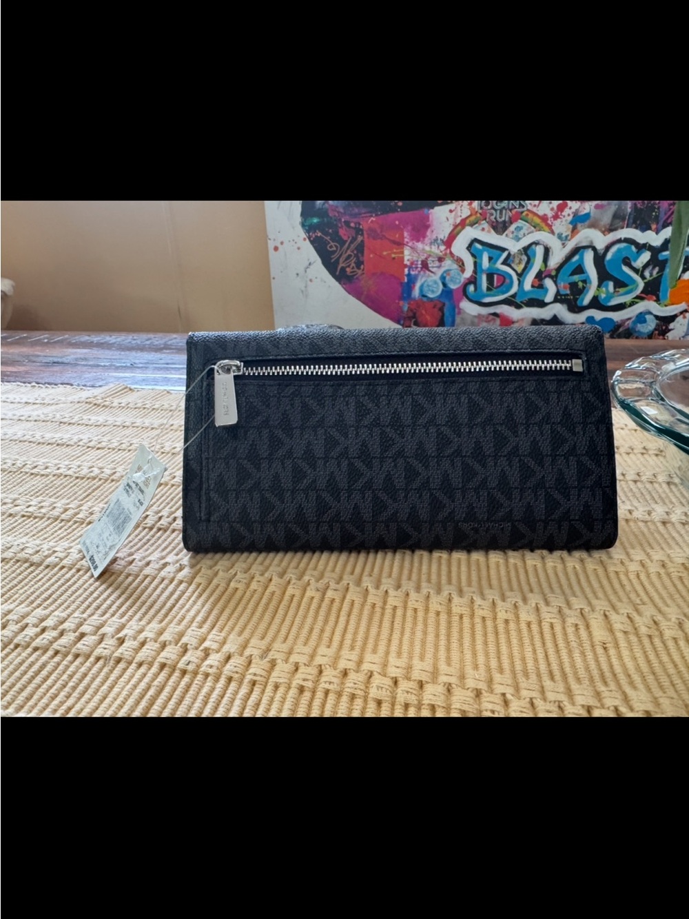 Michael Kors Black/Charcoal Signature Trifold Wallet - Picture 5 of 7